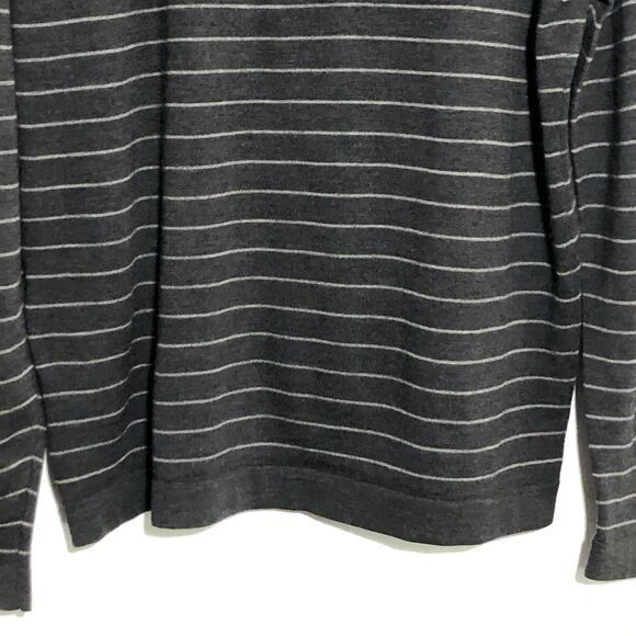 Banana Republic Sweater Mens XL Gray Stripe Italian Merino Wool Pullover V Neck - Picture 10 of 11